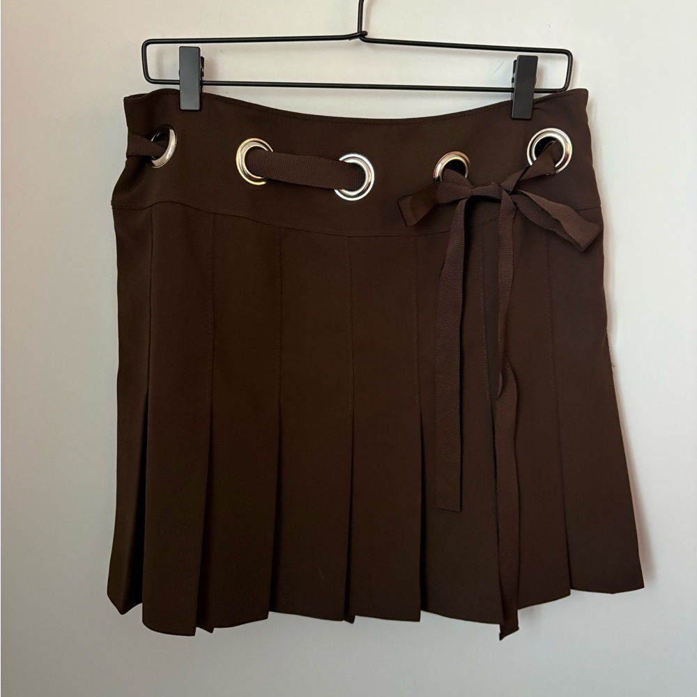 Vintage INC International Concepts Women's Pleated Skirt With Silver Grommets